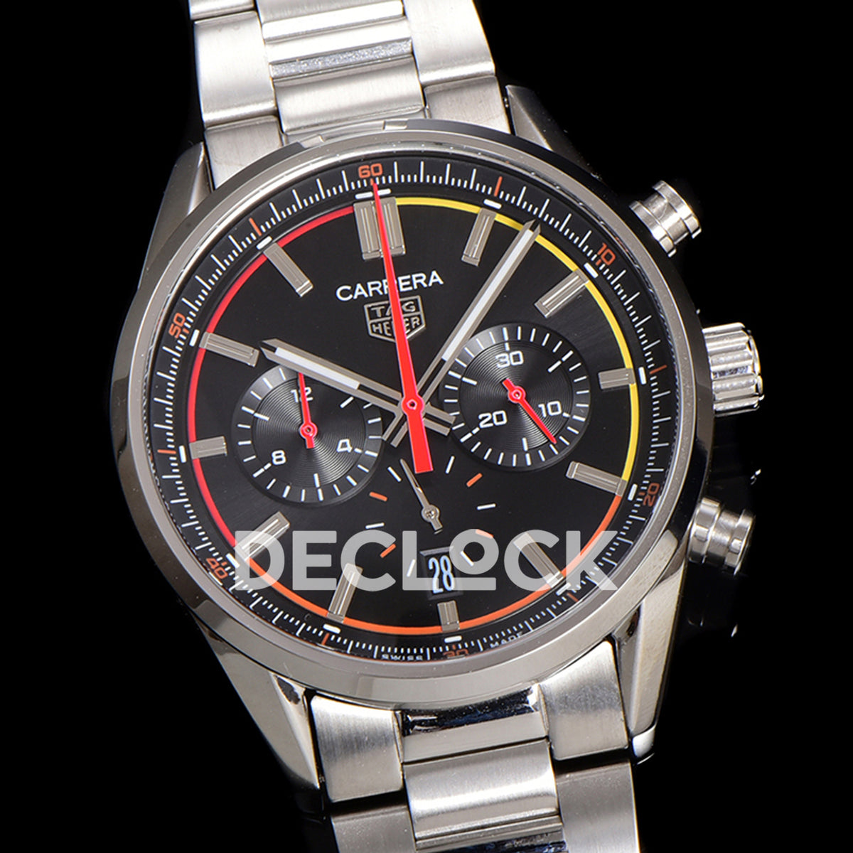 TAG Heuer Carrera Chronograph Black Dial 42mm Steel Bracelet VK63A Quartz