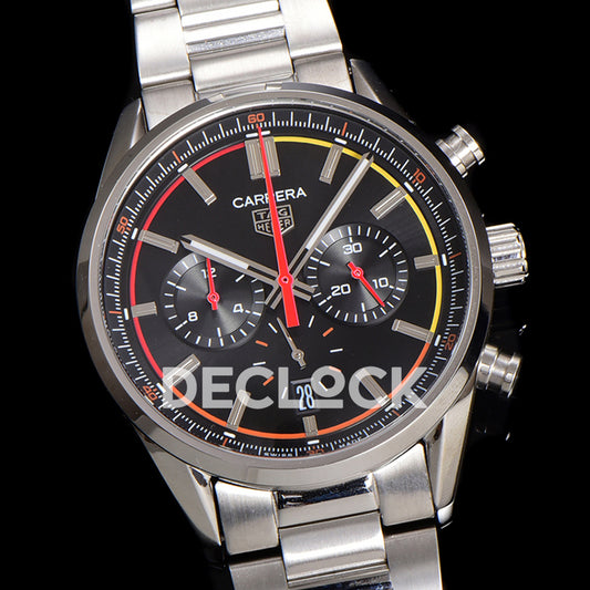 TAG Heuer Carrera Chronograph Black Dial 42mm Steel Bracelet VK63A Quartz