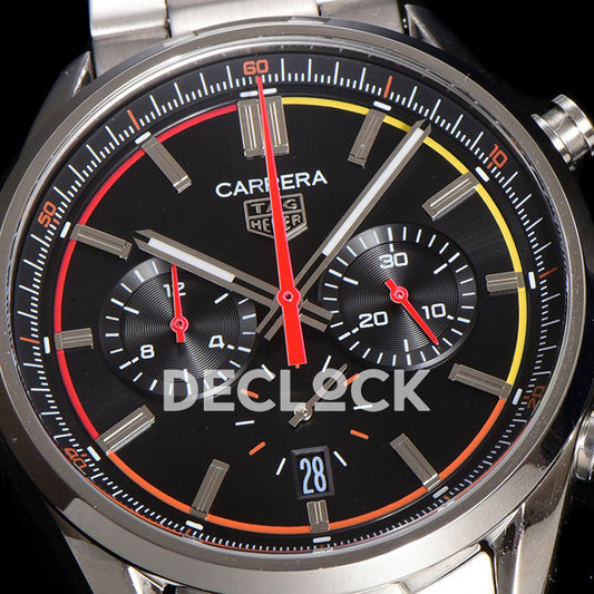 TAG Heuer Carrera Chronograph Black Dial 42mm Steel Bracelet VK63A Quartz