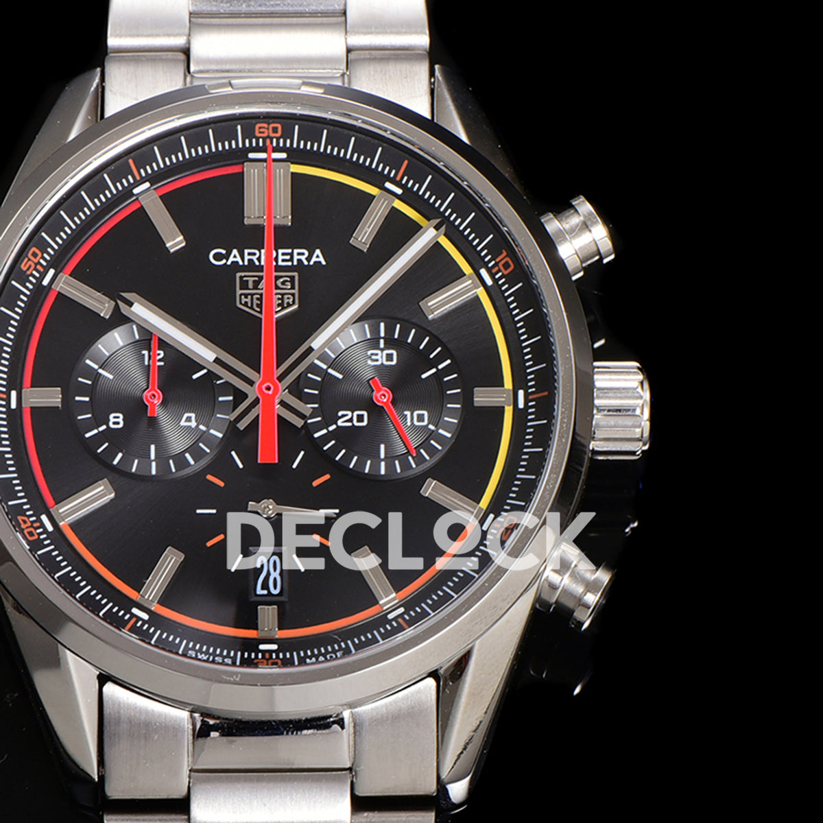 TAG Heuer Carrera Chronograph Black Dial 42mm Steel Bracelet VK63A Quartz
