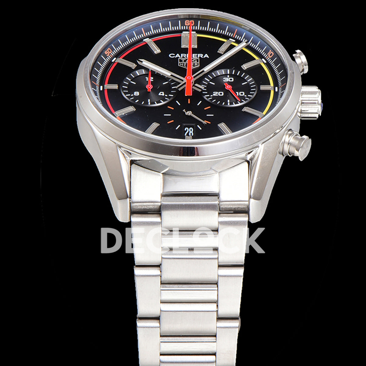 TAG Heuer Carrera Chronograph Black Dial 42mm Steel Bracelet VK63A Quartz