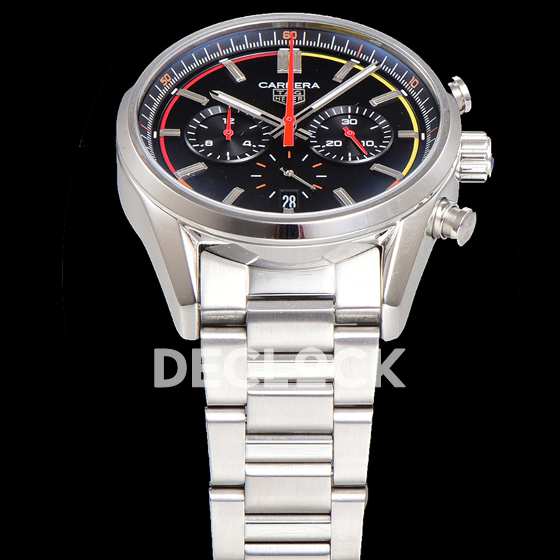 TAG Heuer Carrera Chronograph Black Dial 42mm Steel Bracelet VK63A Quartz
