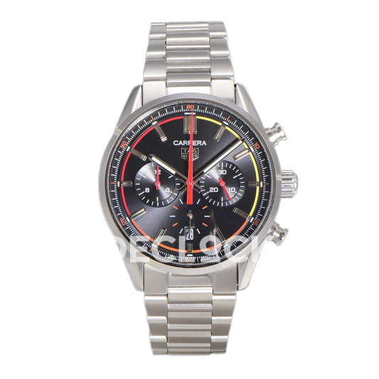 TAG Heuer Carrera Chronograph Black Dial 42mm Steel Bracelet VK63A Quartz
