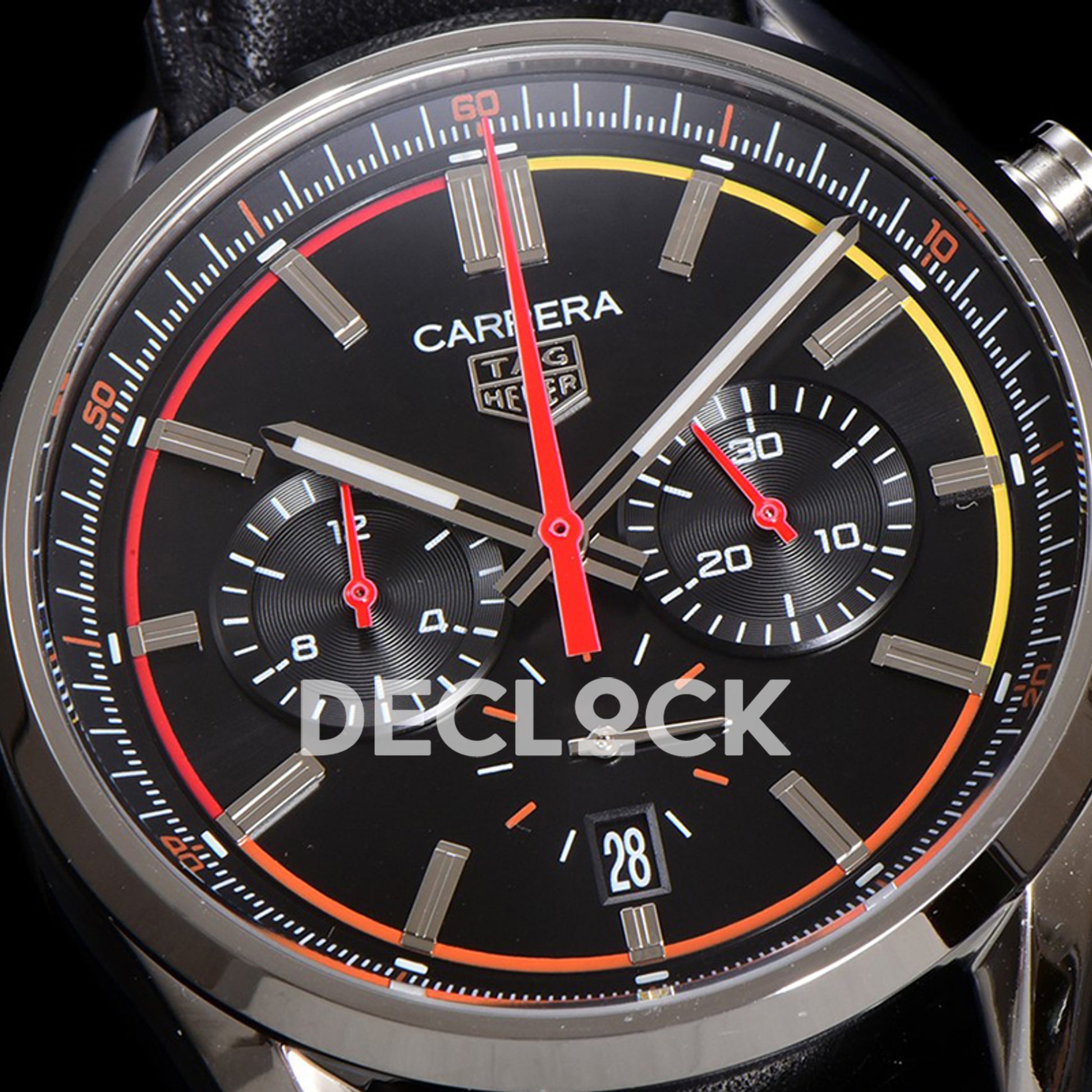 TAG Heuer Carrera Chronograph Black Dial 42mm Leather Strap VK63A Quartz