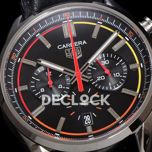 TAG Heuer Carrera Chronograph Black Dial 42mm Leather Strap VK63A Quartz