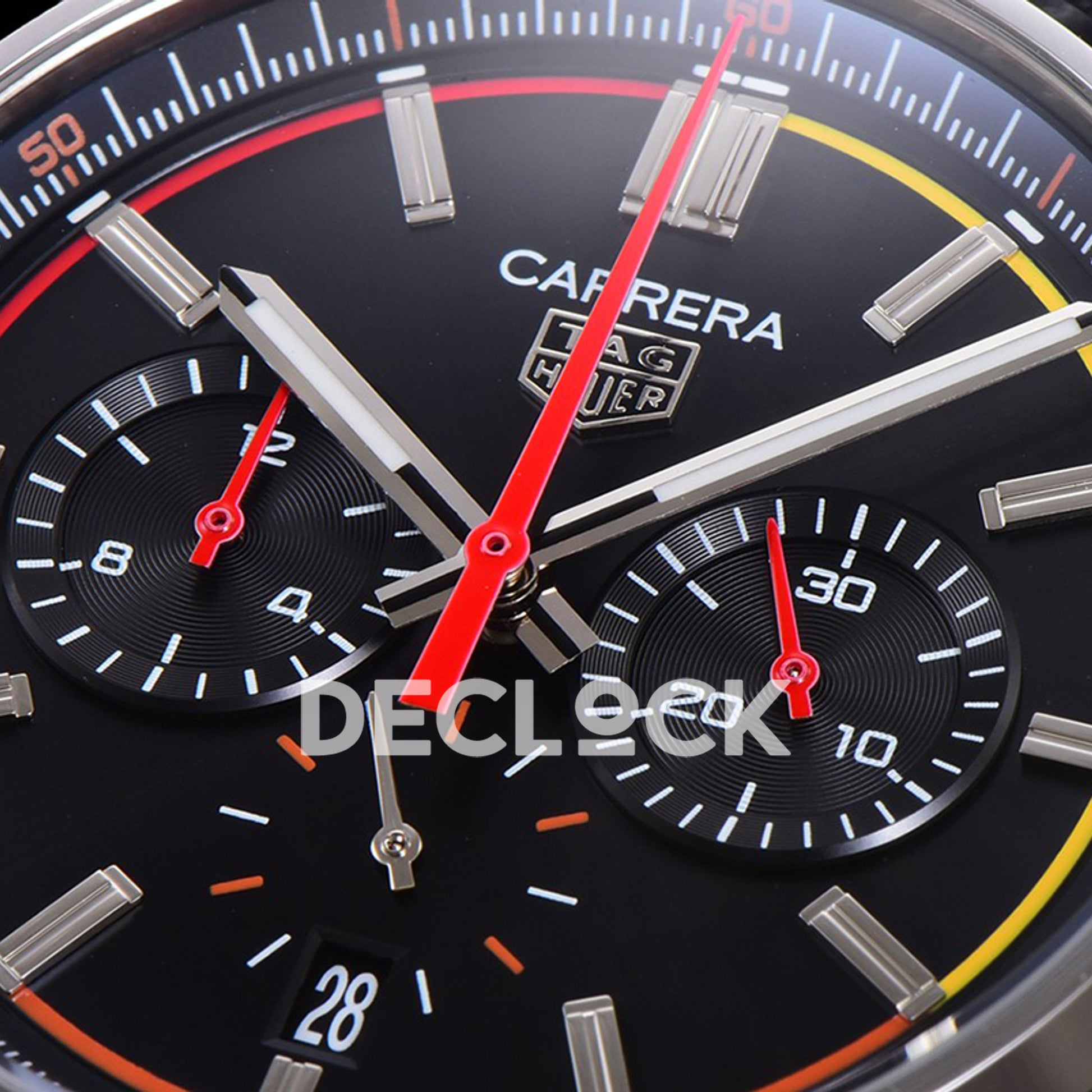 TAG Heuer Carrera Chronograph Black Dial 42mm Leather Strap VK63A Quartz