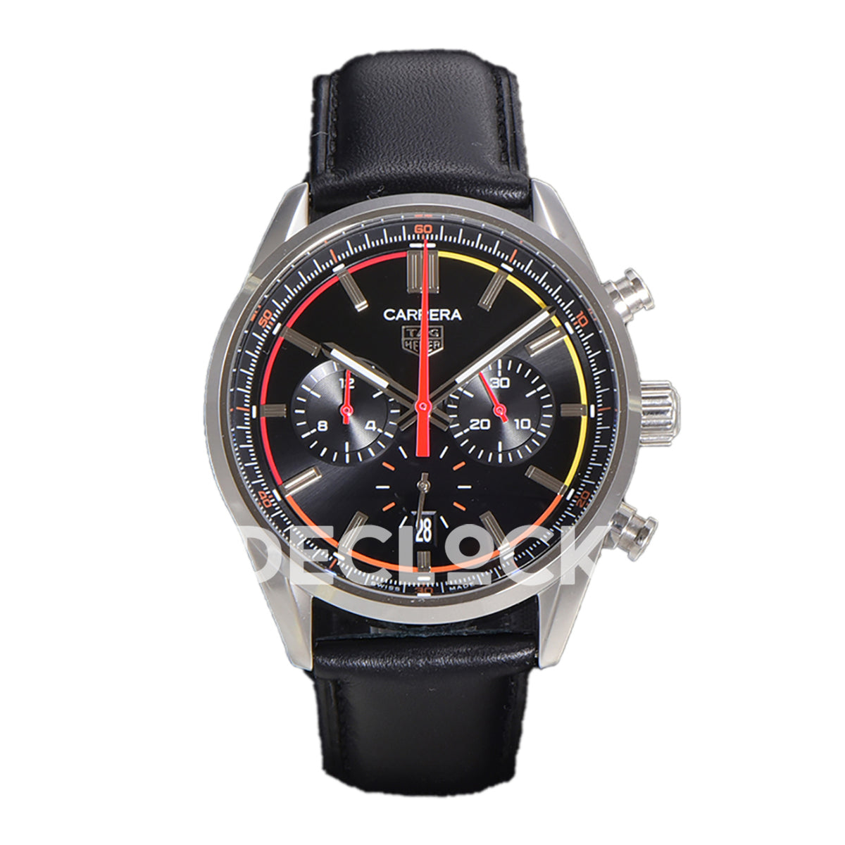 TAG Heuer Carrera Chronograph Black Dial 42mm Leather Strap VK63A Quartz