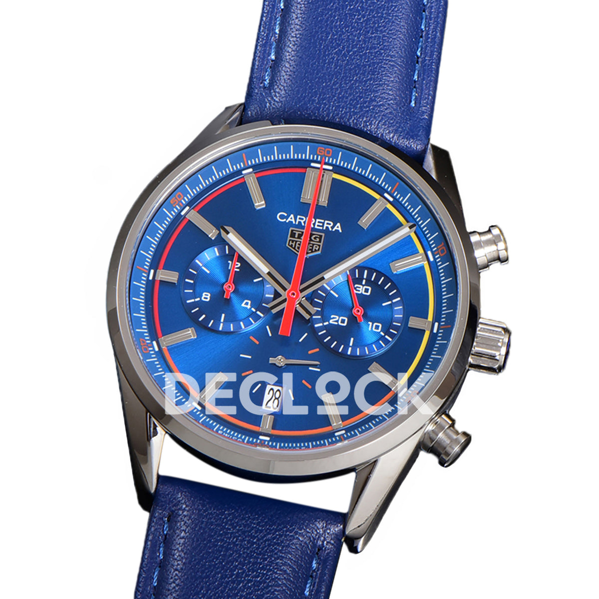 TAG Heuer Carrera Chronograph Blue Dial 42mm Leather Strap VK63A Quartz