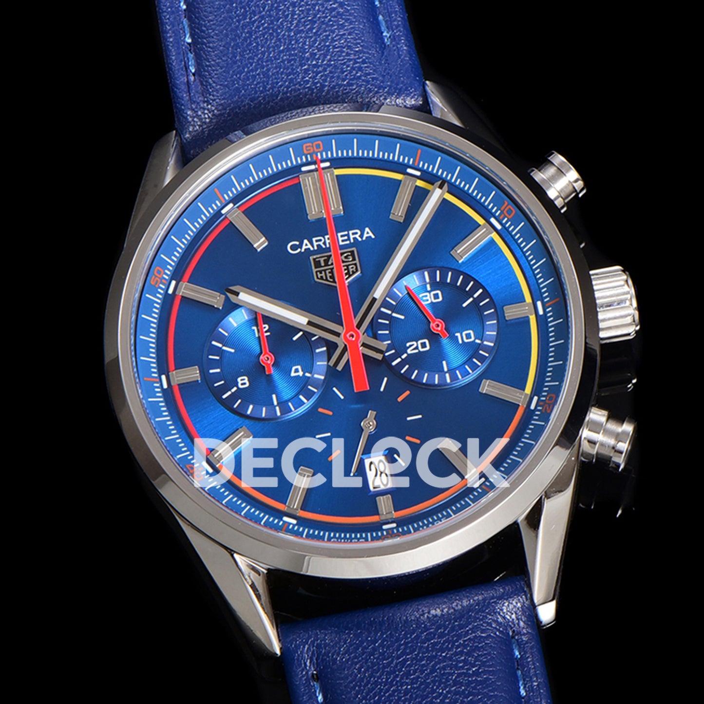 TAG Heuer Carrera Chronograph Blue Dial 42mm Leather Strap VK63A Quartz