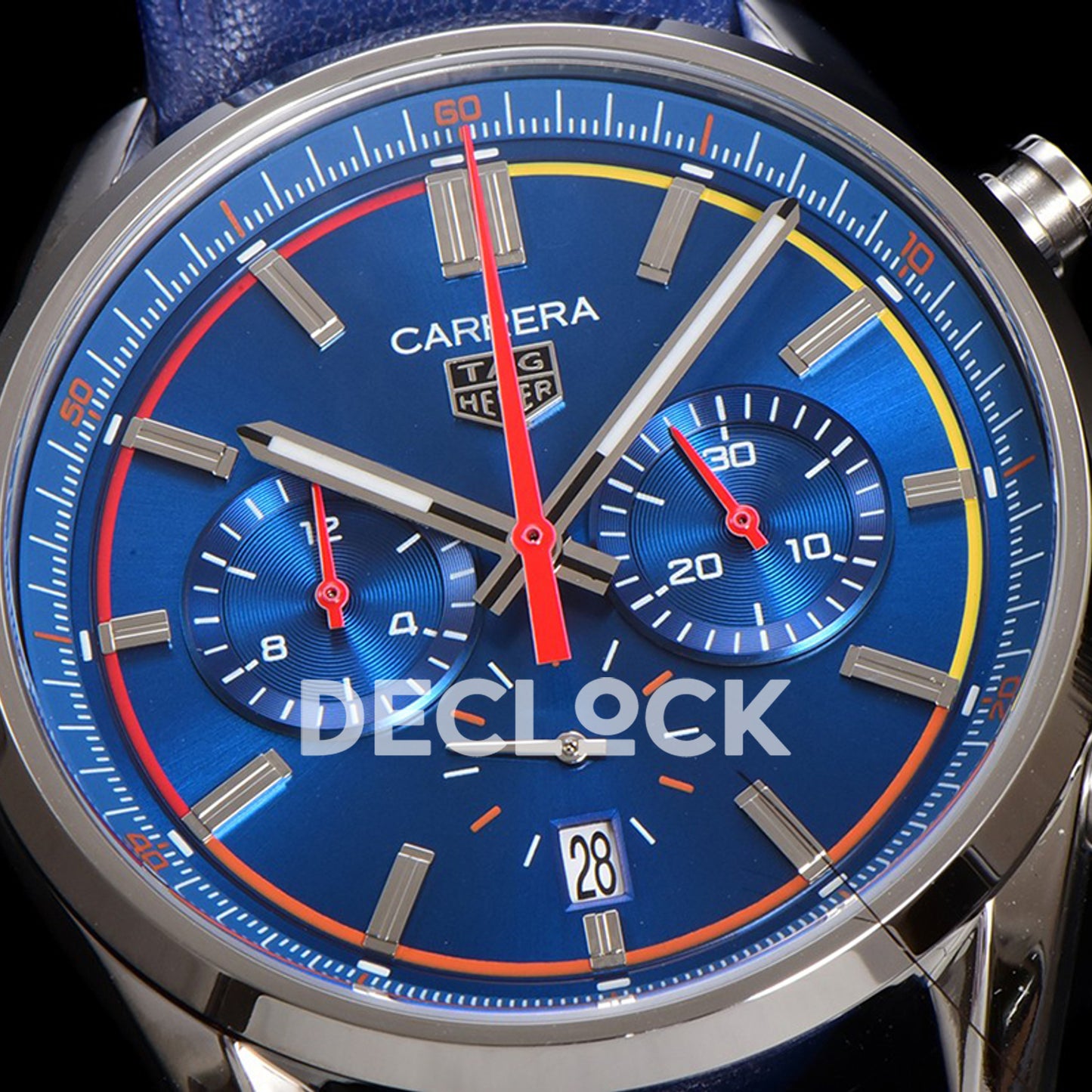 TAG Heuer Carrera Chronograph Blue Dial 42mm Leather Strap VK63A Quartz