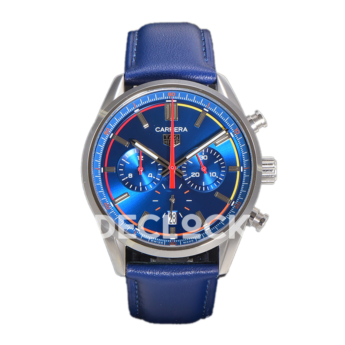 TAG Heuer Carrera Chronograph Blue Dial 42mm Leather Strap VK63A Quartz