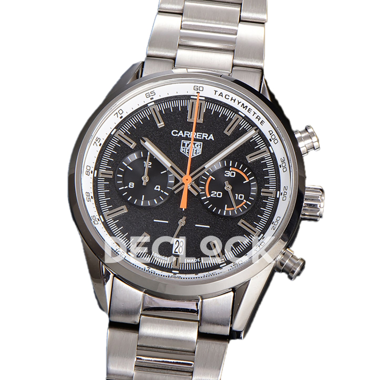 TAG Heuer Carrera Chronograph Black Tachymeter 43mm Steel Bracelet VK63A Quartz