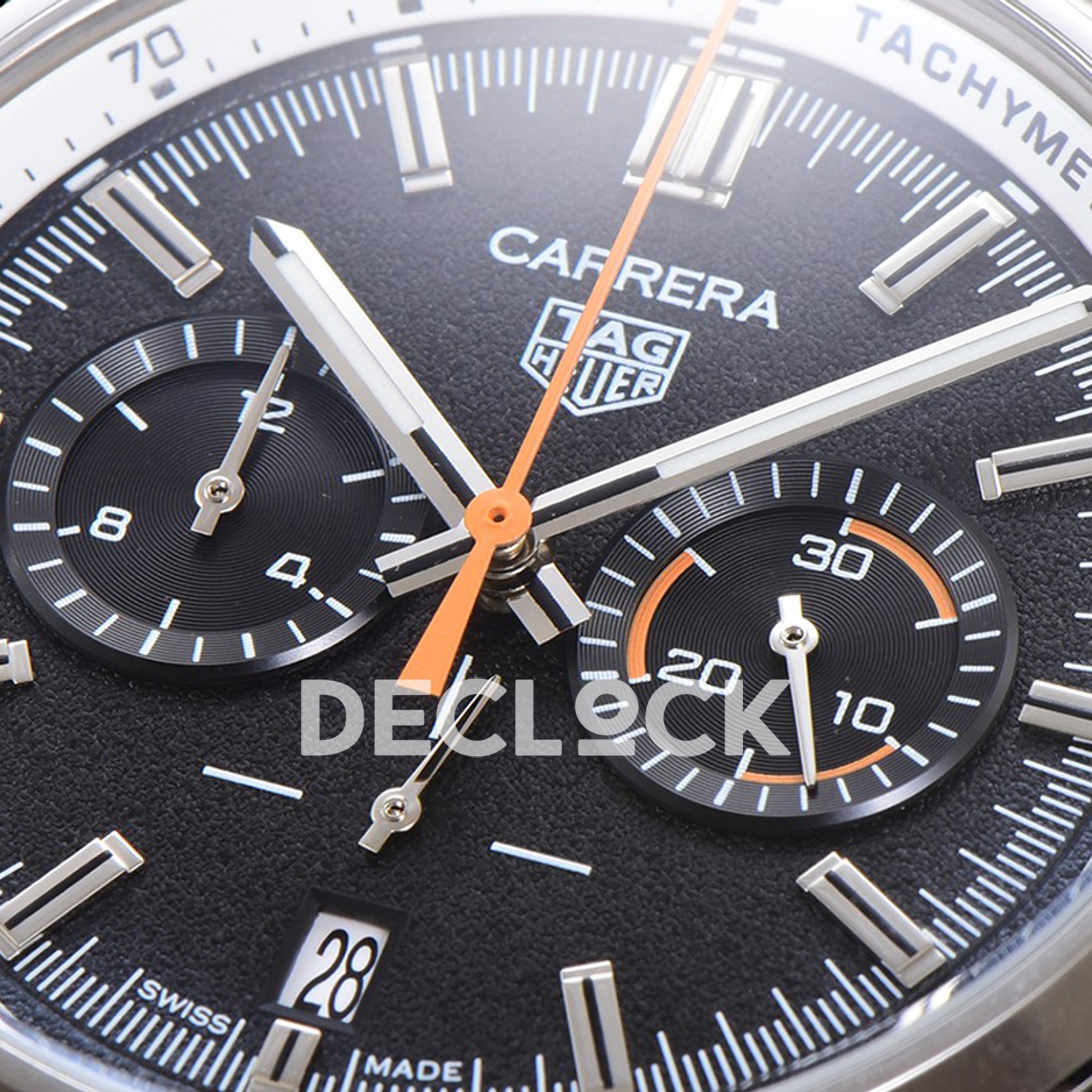 TAG Heuer Carrera Chronograph Black Tachymeter 43mm Steel Bracelet VK63A Quartz
