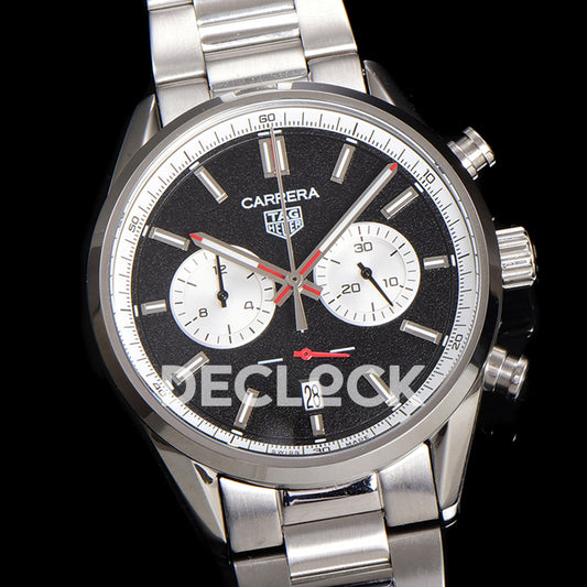 TAG Heuer Carrera Chronograph Black Dial 43mm Steel Bracelet VK63A Quartz