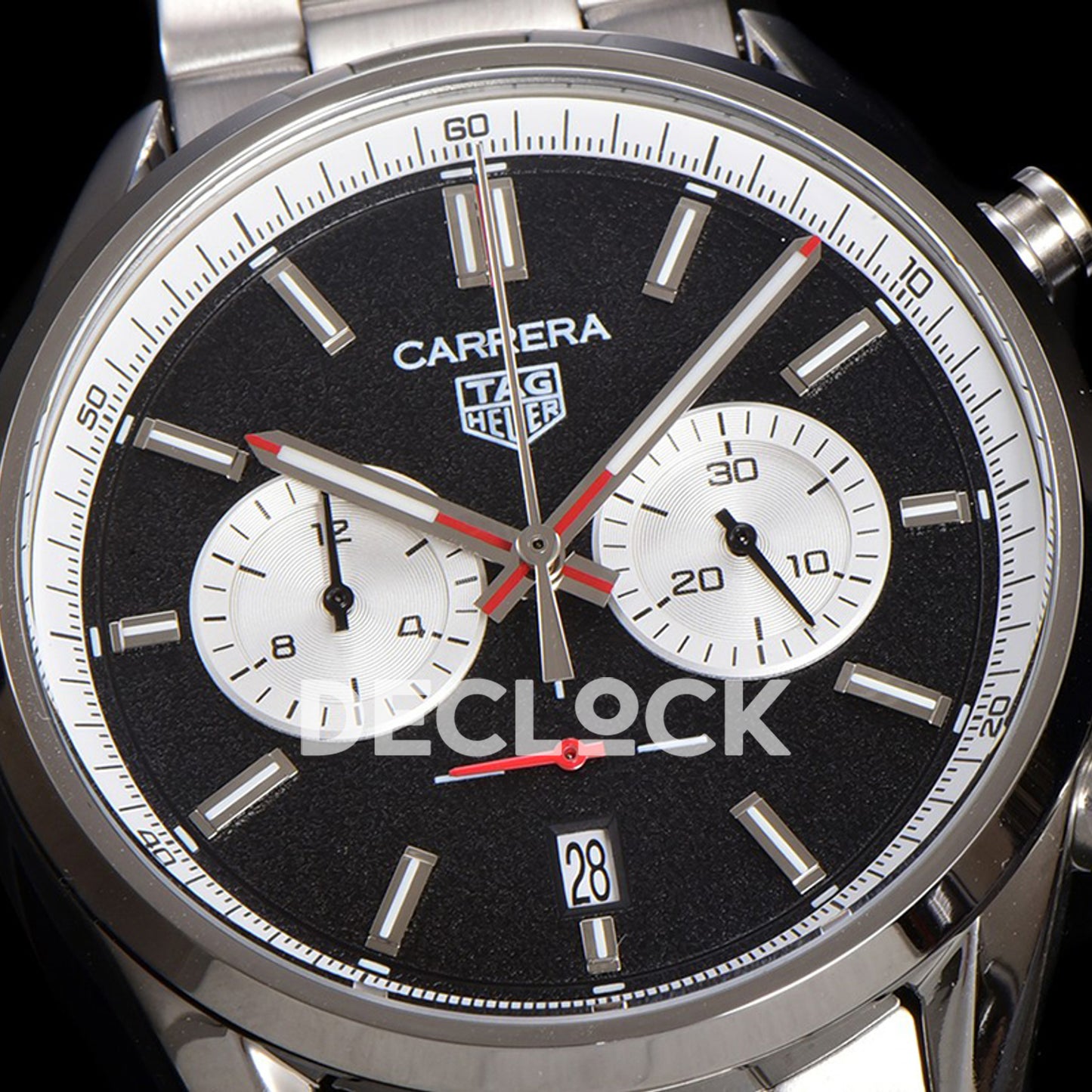 TAG Heuer Carrera Chronograph Black Dial 43mm Steel Bracelet VK63A Quartz