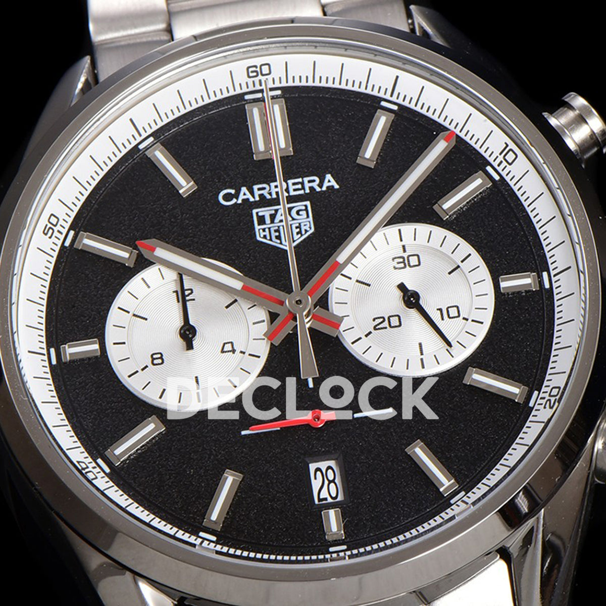 TAG Heuer Carrera Chronograph Black Dial 43mm Steel Bracelet VK63A Quartz