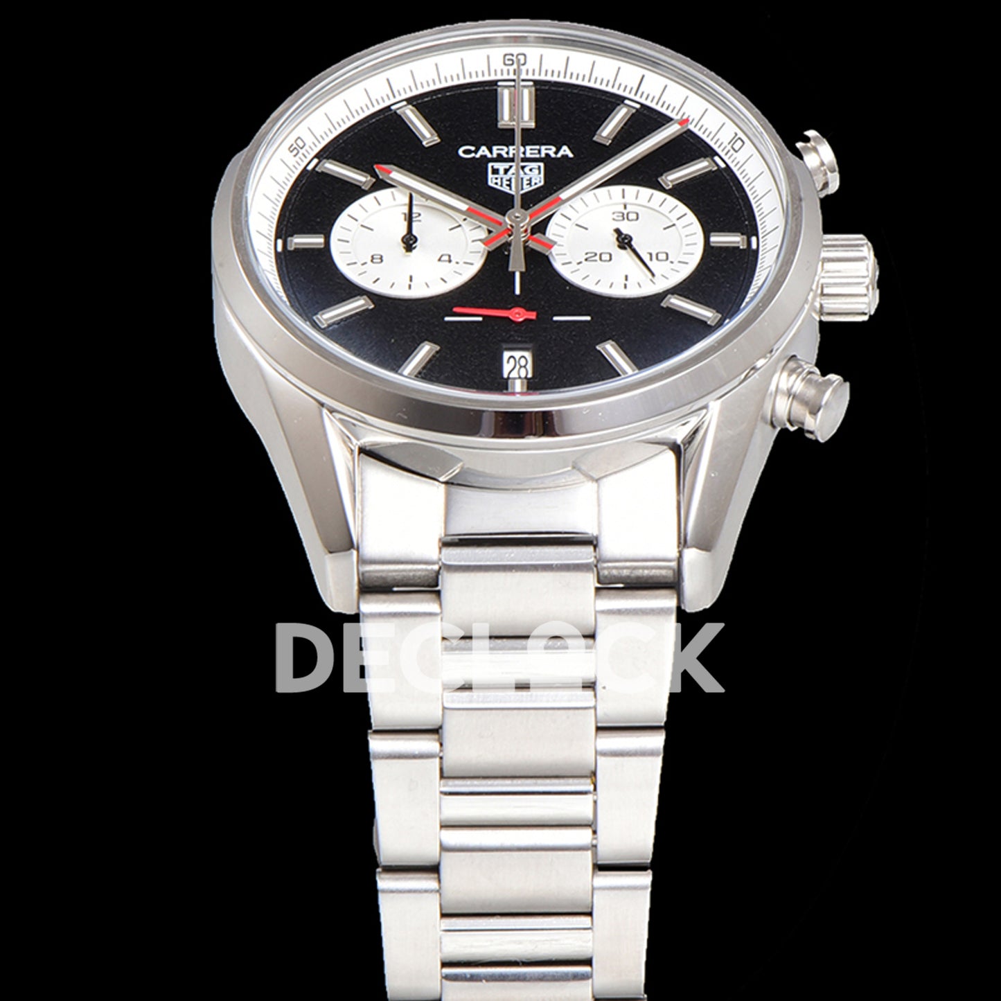 TAG Heuer Carrera Chronograph Black Dial 43mm Steel Bracelet VK63A Quartz
