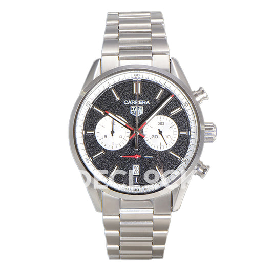 TAG Heuer Carrera Chronograph Black Dial 43mm Steel Bracelet VK63A Quartz