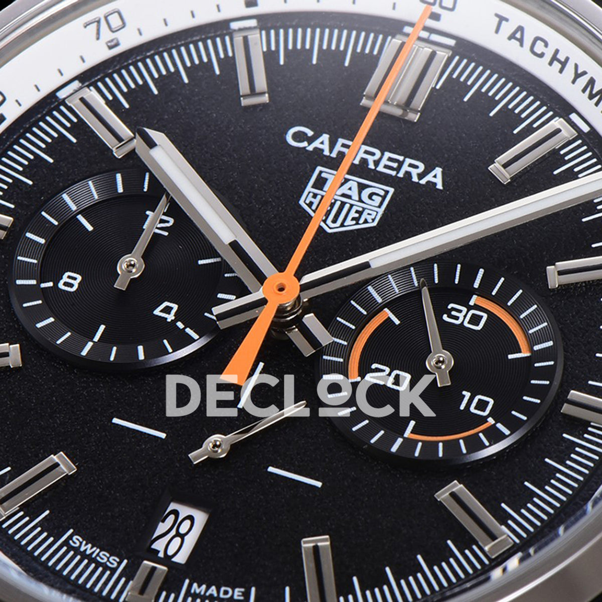 TAG Heuer Carrera Chronograph Black Tachymeter 43mm Leather Strap VK63A Quartz