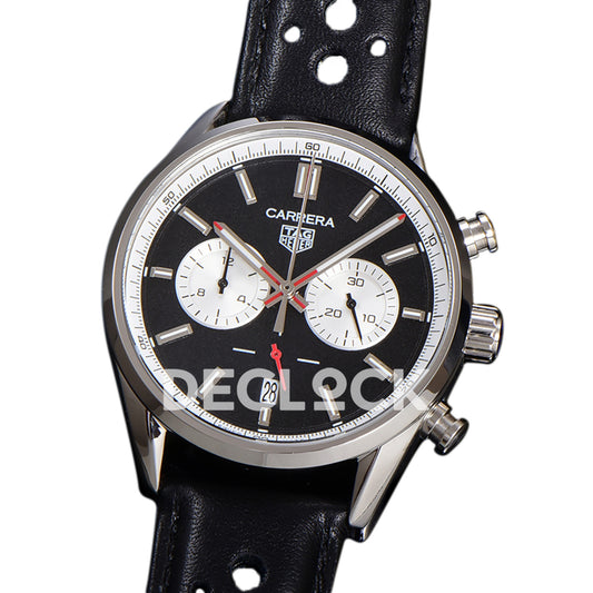 TAG Heuer Carrera Chronograph Black Dial 43mm Leather Strap VK63A Quartz