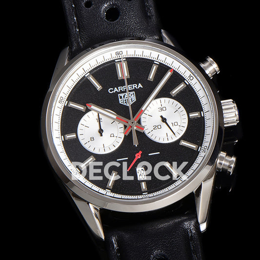 TAG Heuer Carrera Chronograph Black Dial 43mm Leather Strap VK63A Quartz