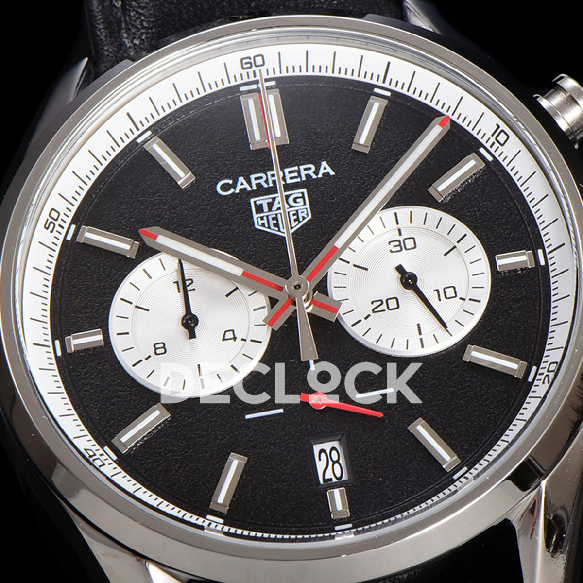TAG Heuer Carrera Chronograph Black Dial 43mm Leather Strap VK63A Quartz