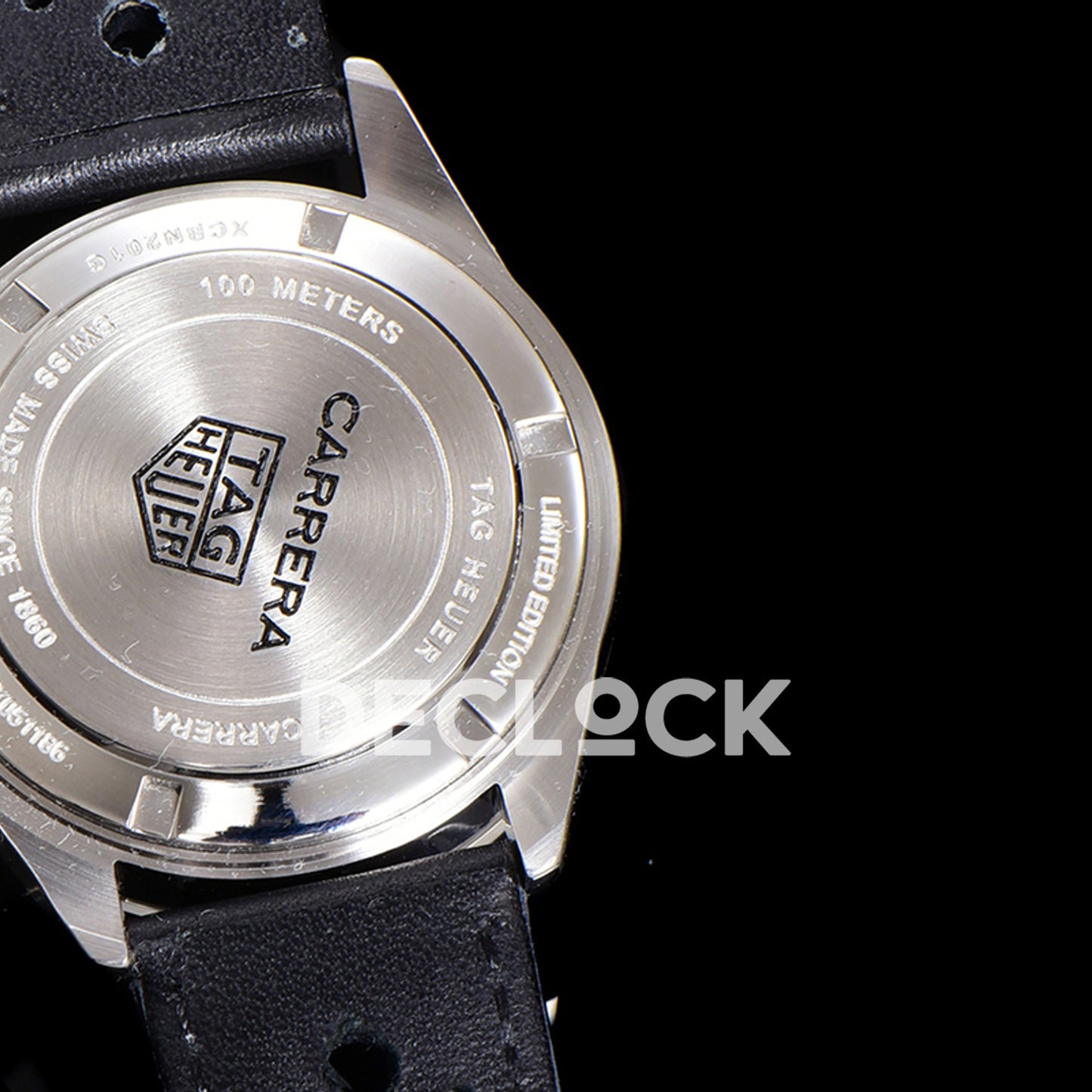 TAG Heuer Carrera Chronograph Black Dial 43mm Leather Strap VK63A Quartz