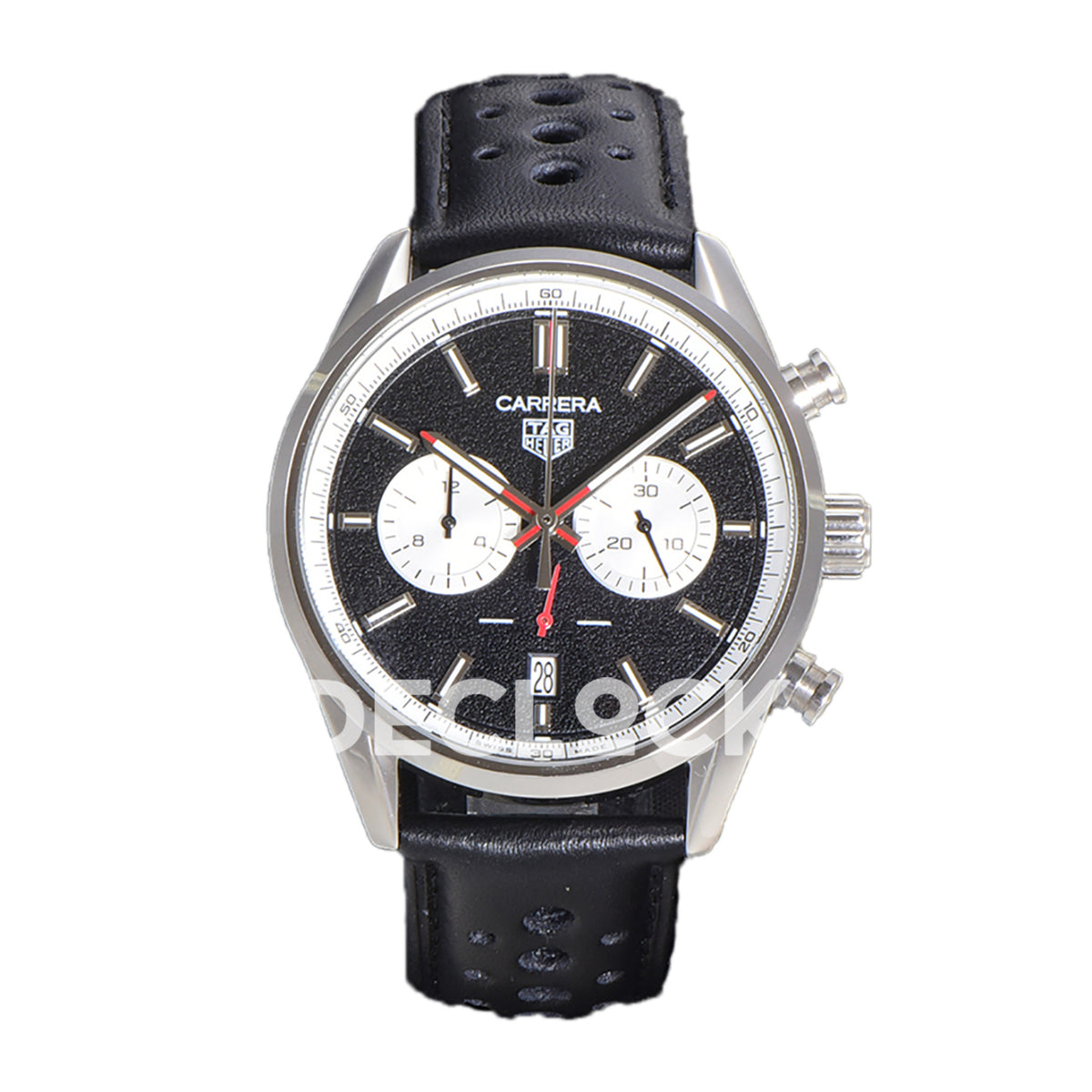 TAG Heuer Carrera Chronograph Black Dial 43mm Leather Strap VK63A Quartz