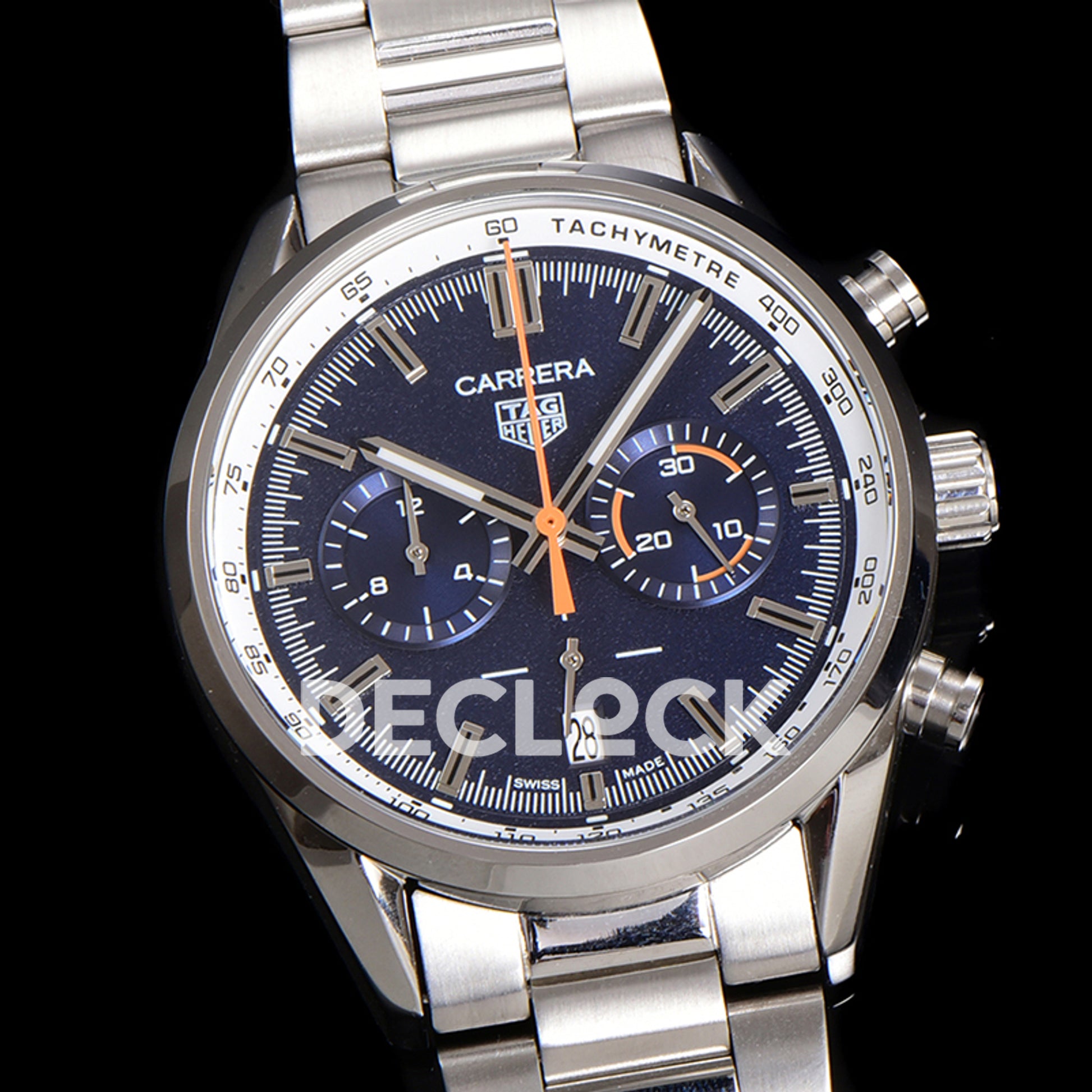 TAG Heuer Carrera Chronograph Blue Tachymeter 43mm Steel Bracelet VK63A Quartz