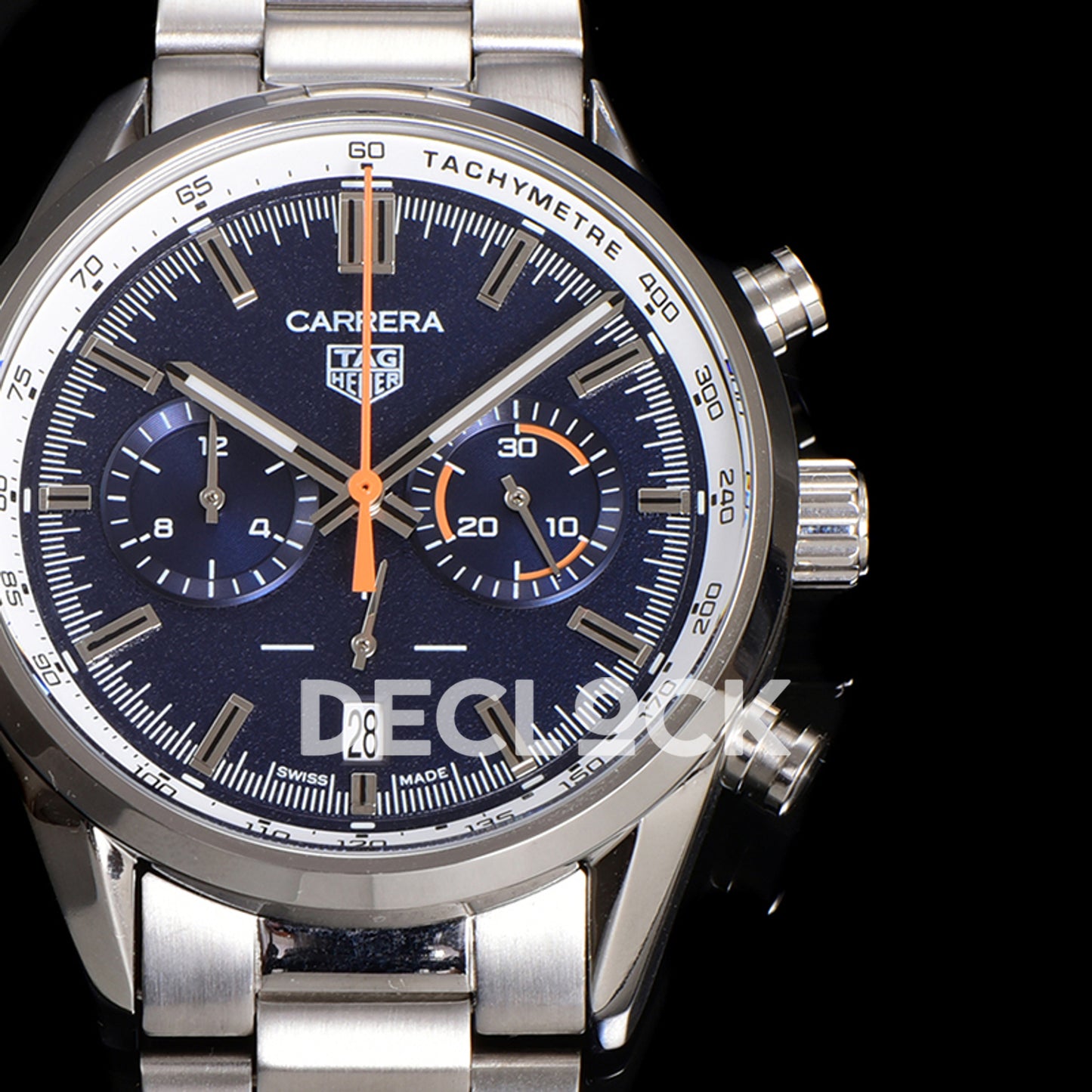 TAG Heuer Carrera Chronograph Blue Tachymeter 43mm Steel Bracelet VK63A Quartz