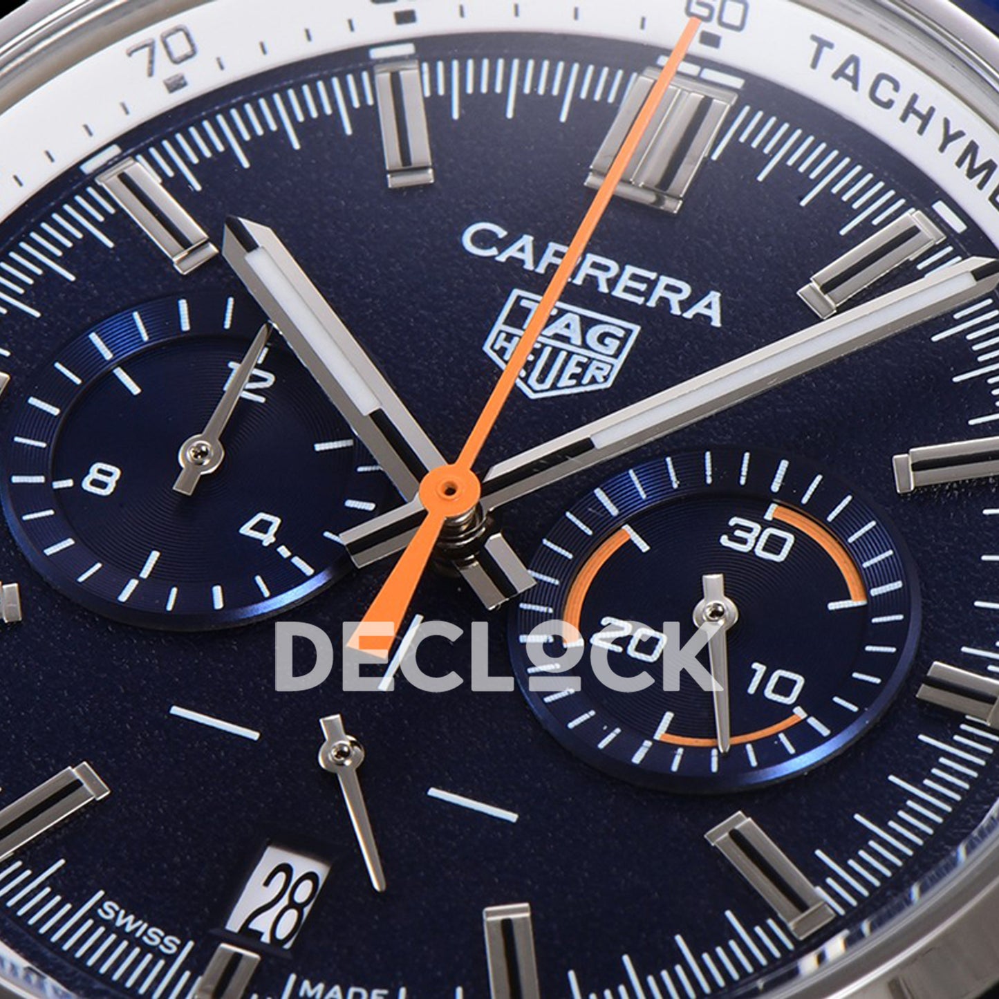 TAG Heuer Carrera Chronograph Blue Tachymeter 43mm Leather Strap VK63A Quartz