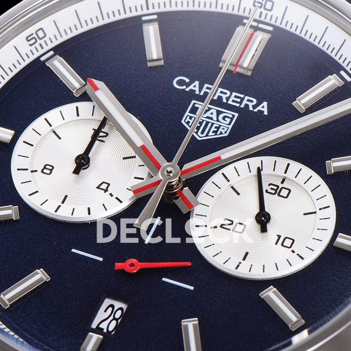 TAG Heuer Carrera Chronograph Blue Dial 43mm Leather Strap VK63A Quartz