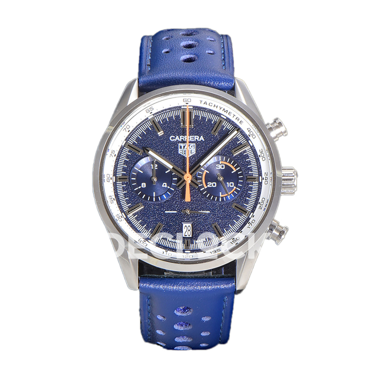 TAG Heuer Carrera Chronograph Blue Tachymeter 43mm Leather Strap VK63A Quartz