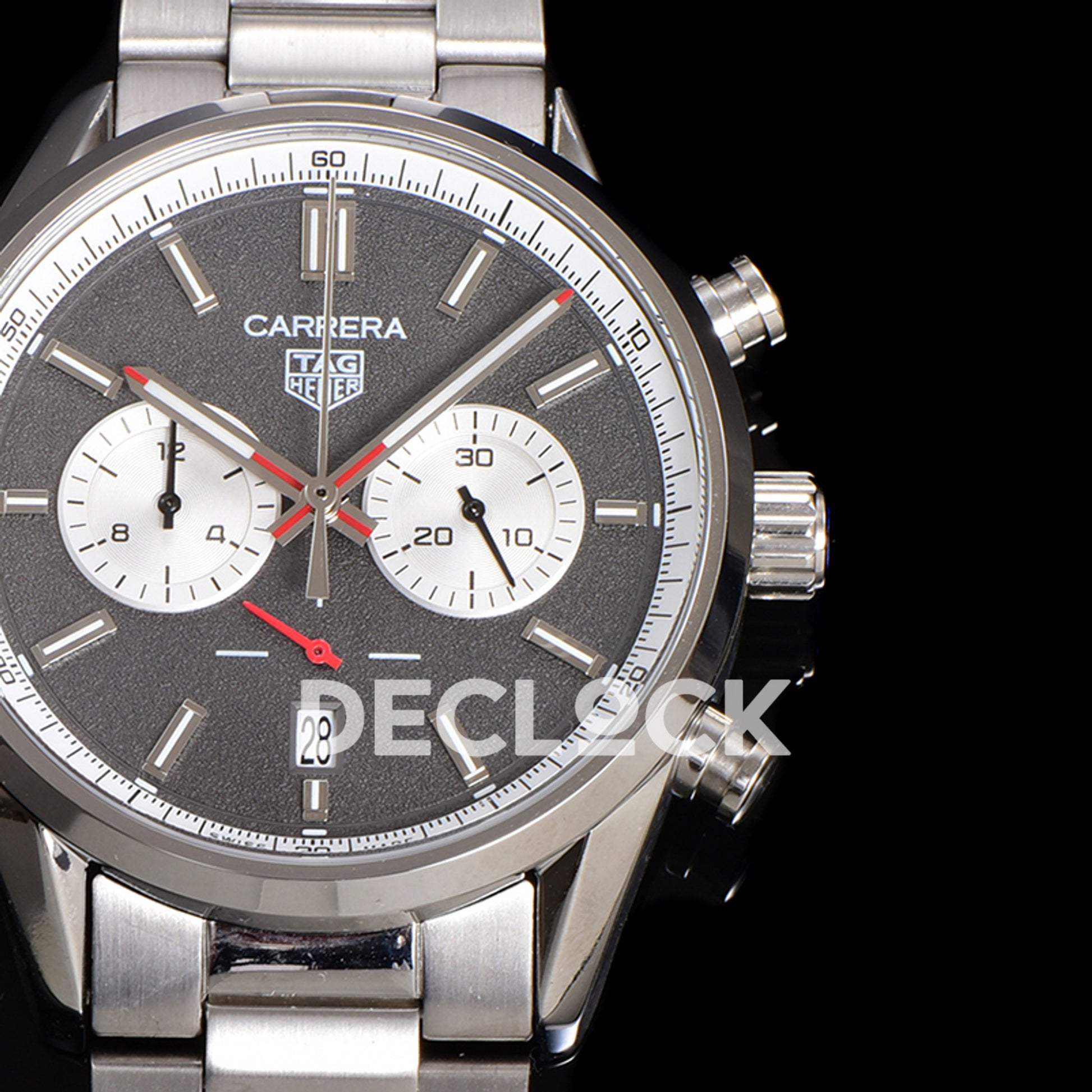 TAG Heuer Carrera Chronograph Grey Dial 43mm Steel Bracelet VK63A Quartz