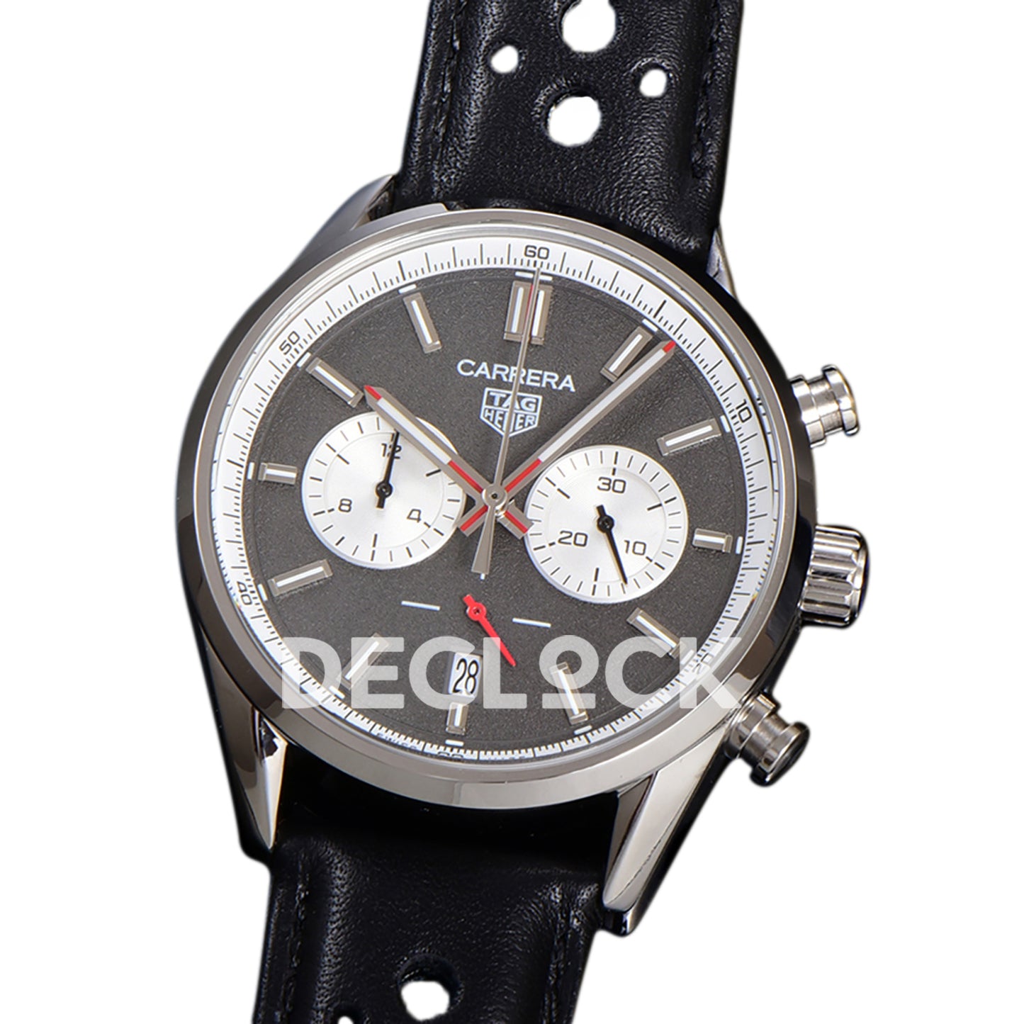 TAG Heuer Carrera Chronograph Grey Dial 43mm Leather Strap VK63A Quartz