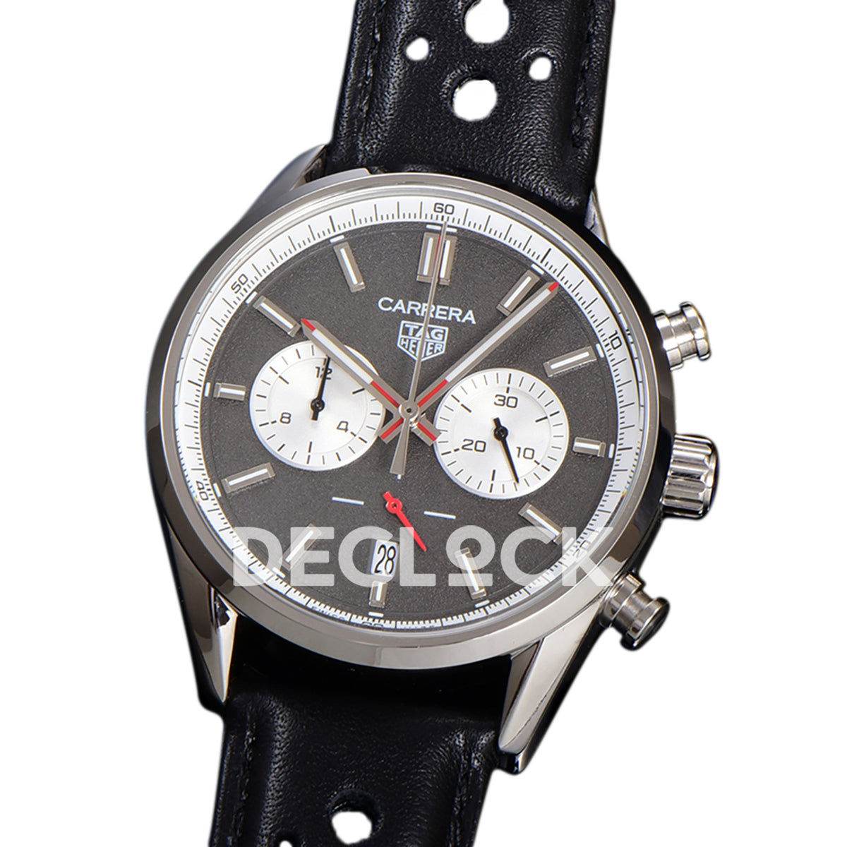 TAG Heuer Carrera Chronograph Grey Dial 43mm Leather Strap VK63A Quartz