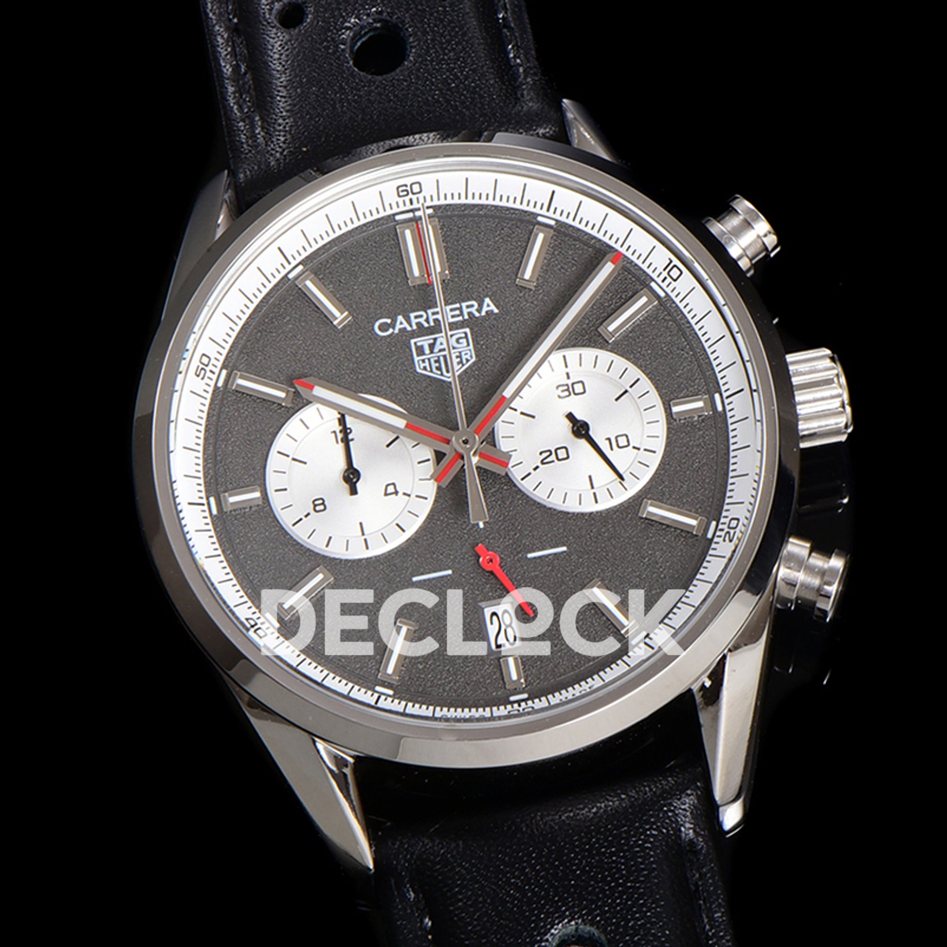 TAG Heuer Carrera Chronograph Grey Dial 43mm Leather Strap VK63A Quartz