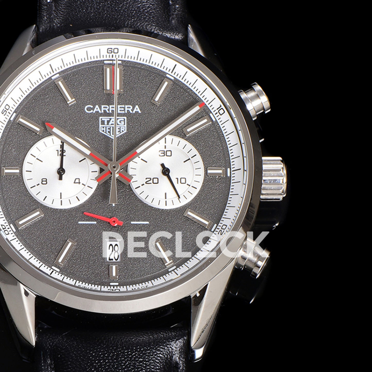 TAG Heuer Carrera Chronograph Grey Dial 43mm Leather Strap VK63A Quartz