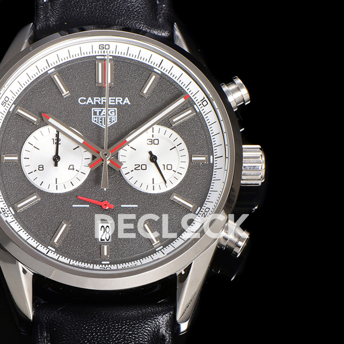 TAG Heuer Carrera Chronograph Grey Dial 43mm Leather Strap VK63A Quartz