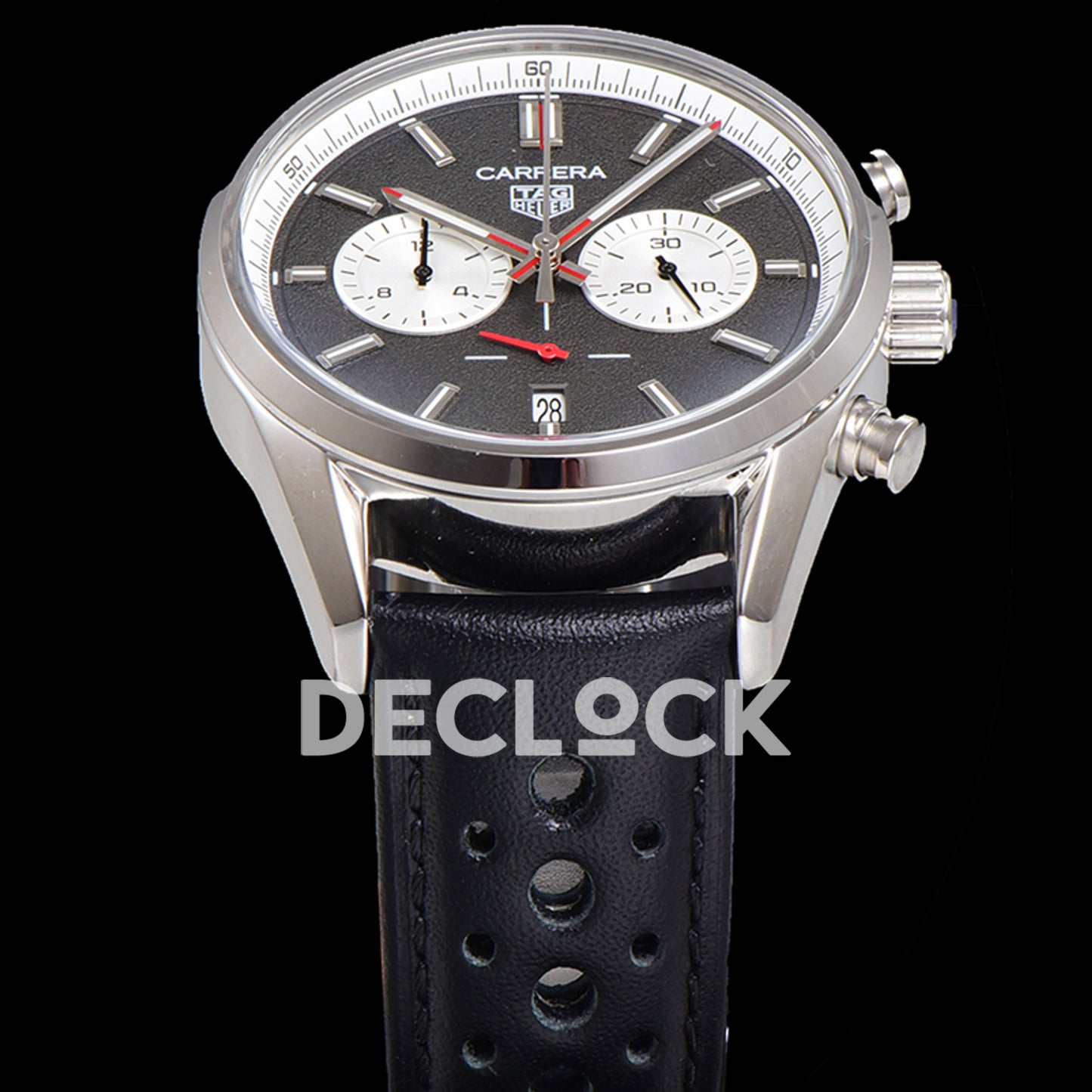 TAG Heuer Carrera Chronograph Grey Dial 43mm Leather Strap VK63A Quartz
