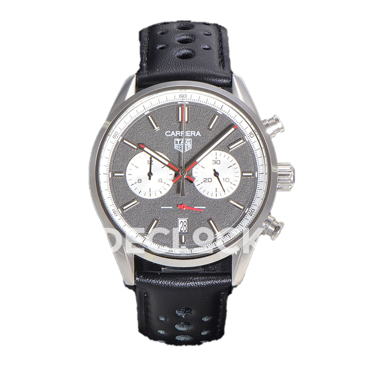 TAG Heuer Carrera Chronograph Grey Dial 43mm Leather Strap VK63A Quartz
