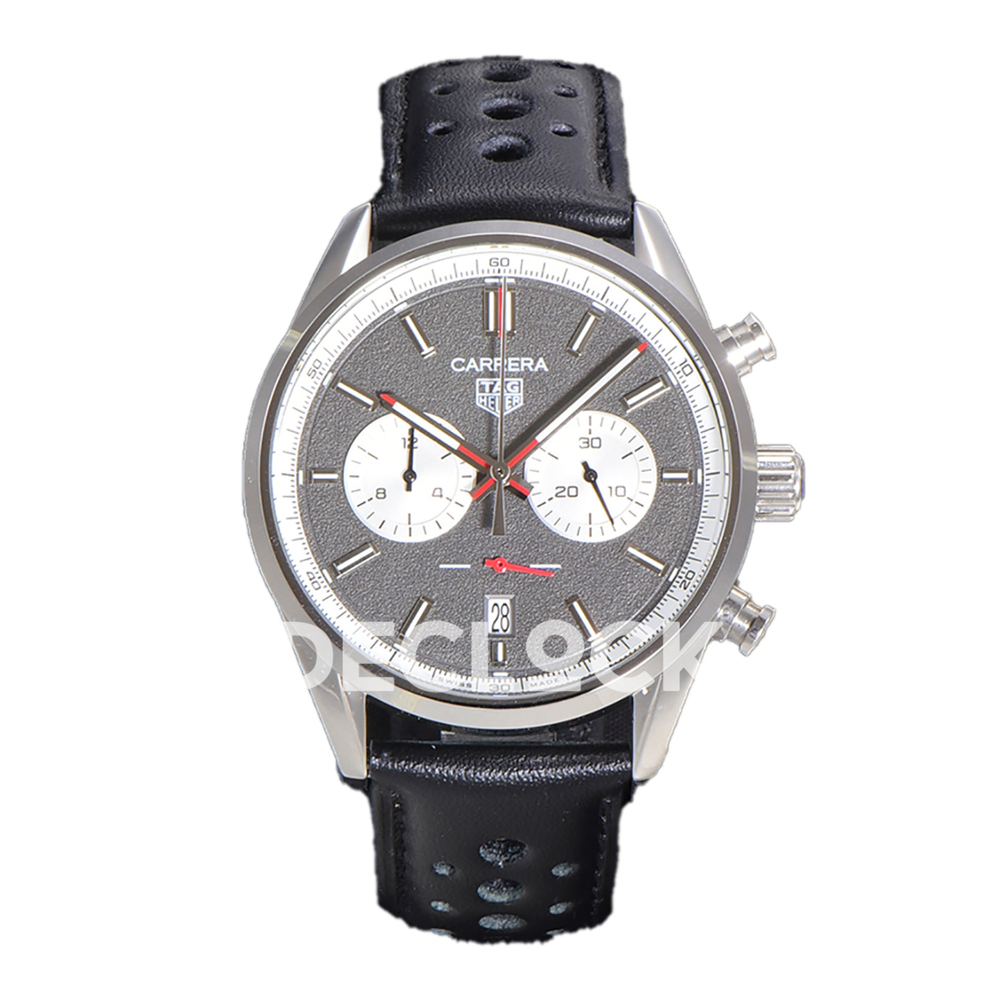 TAG Heuer Carrera Chronograph Grey Dial 43mm Leather Strap VK63A Quartz