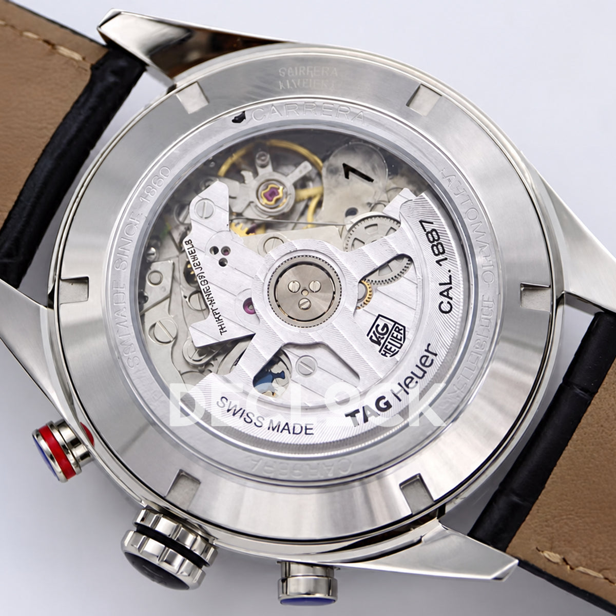 TAG Heuer Carrera Chronograph Black Dial 43mm Leather Asian 1887
