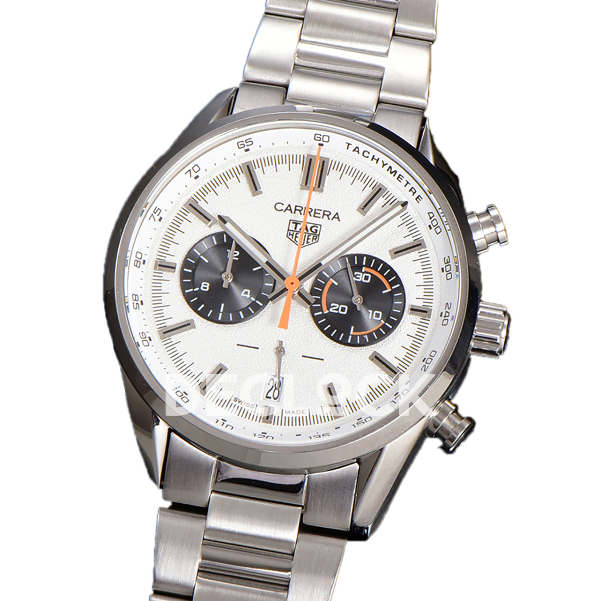 TAG Heuer Carrera Chronograph White Tachymeter 43mm Steel Bracelet VK63A Quartz