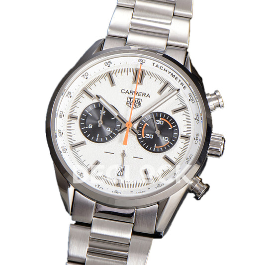TAG Heuer Carrera Chronograph White Tachymeter 43mm Steel Bracelet VK63A Quartz