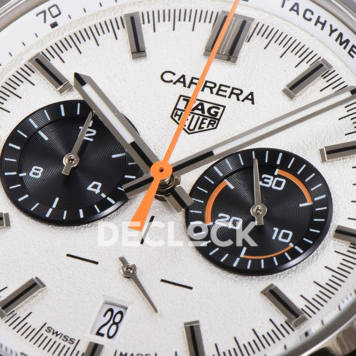 TAG Heuer Carrera Chronograph White Tachymeter 43mm Steel Bracelet VK63A Quartz