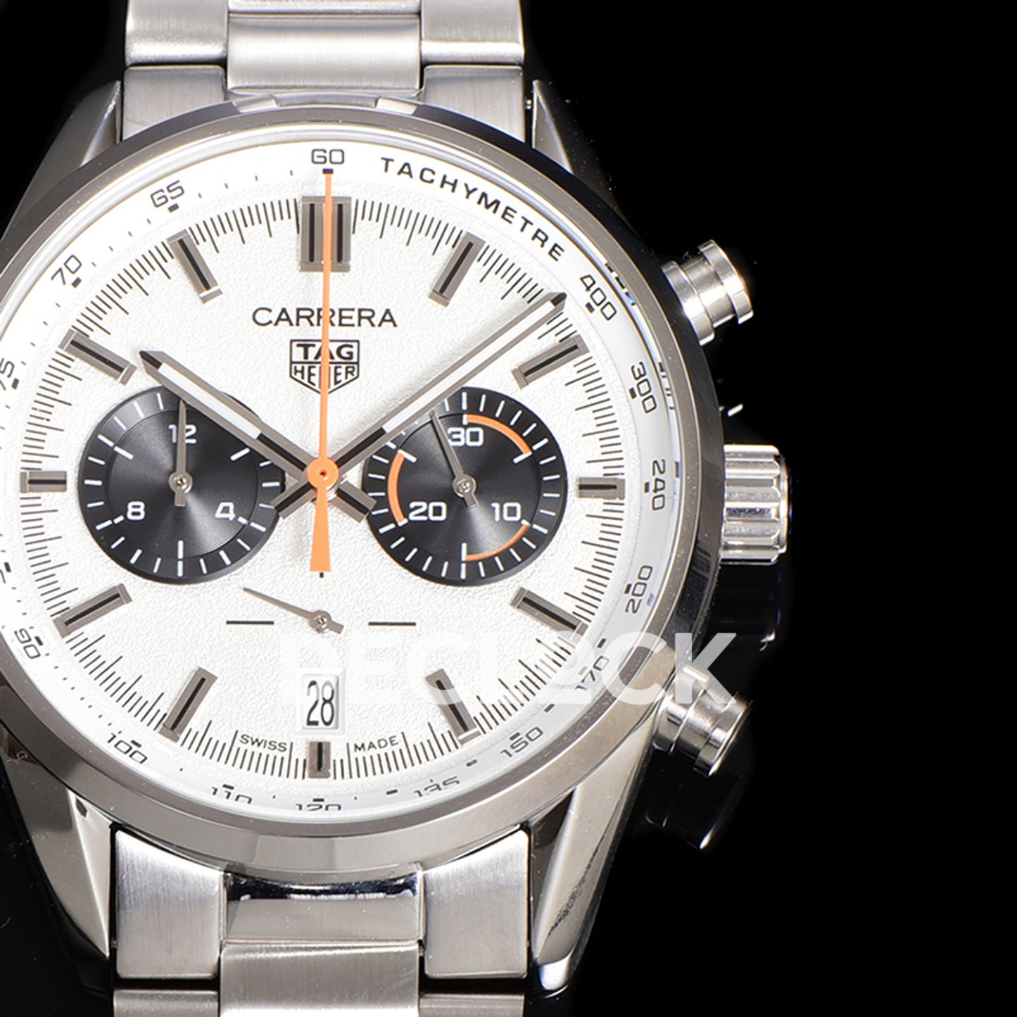 TAG Heuer Carrera Chronograph White Tachymeter 43mm Steel Bracelet VK63A Quartz