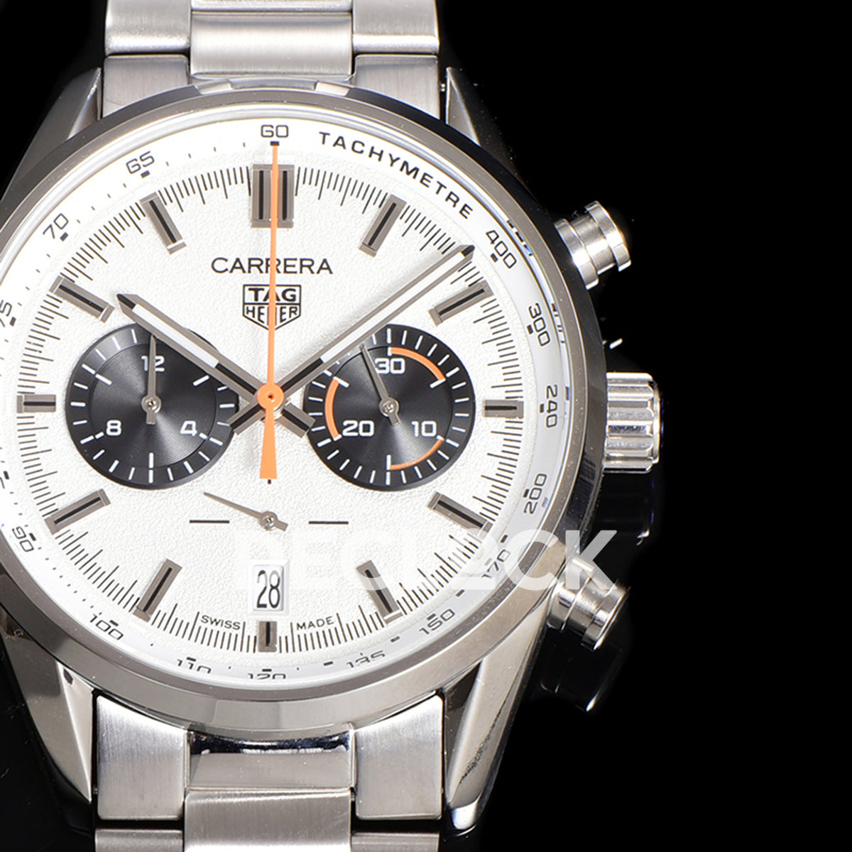 TAG Heuer Carrera Chronograph White Tachymeter 43mm Steel Bracelet VK63A Quartz