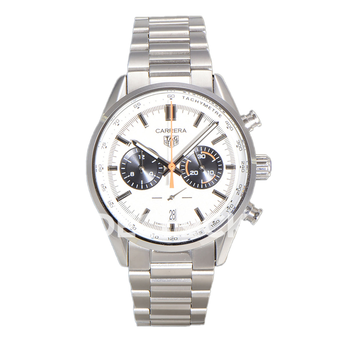 TAG Heuer Carrera Chronograph White Tachymeter 43mm Steel Bracelet VK63A Quartz