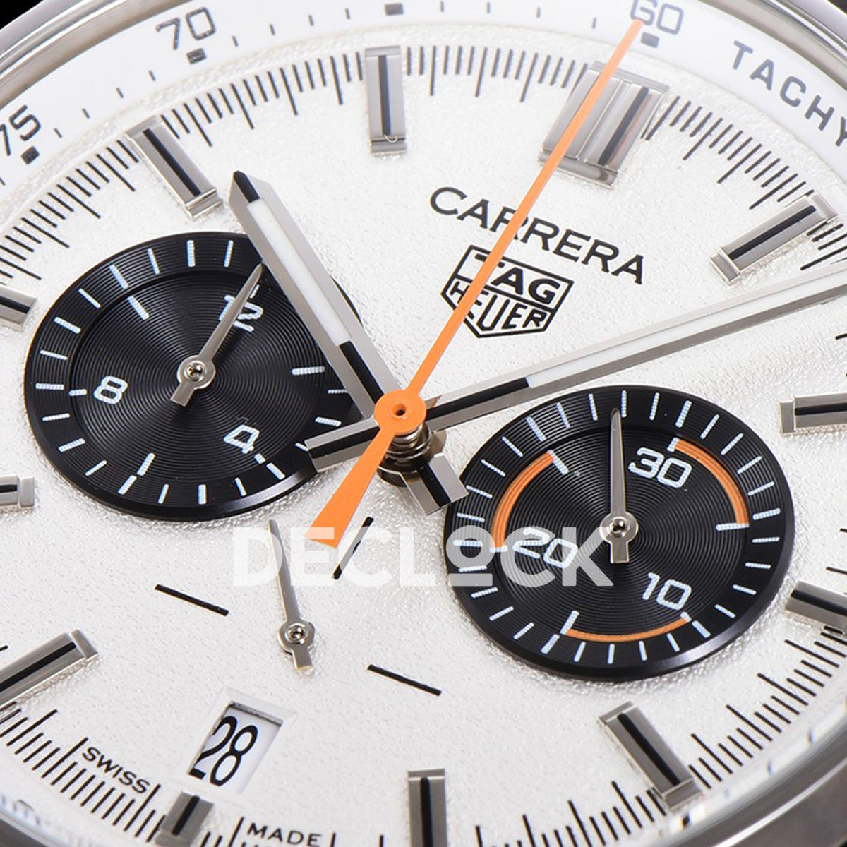 TAG Heuer Carrera Chronograph White Dial 43mm Leather Strap VK63A Quartz